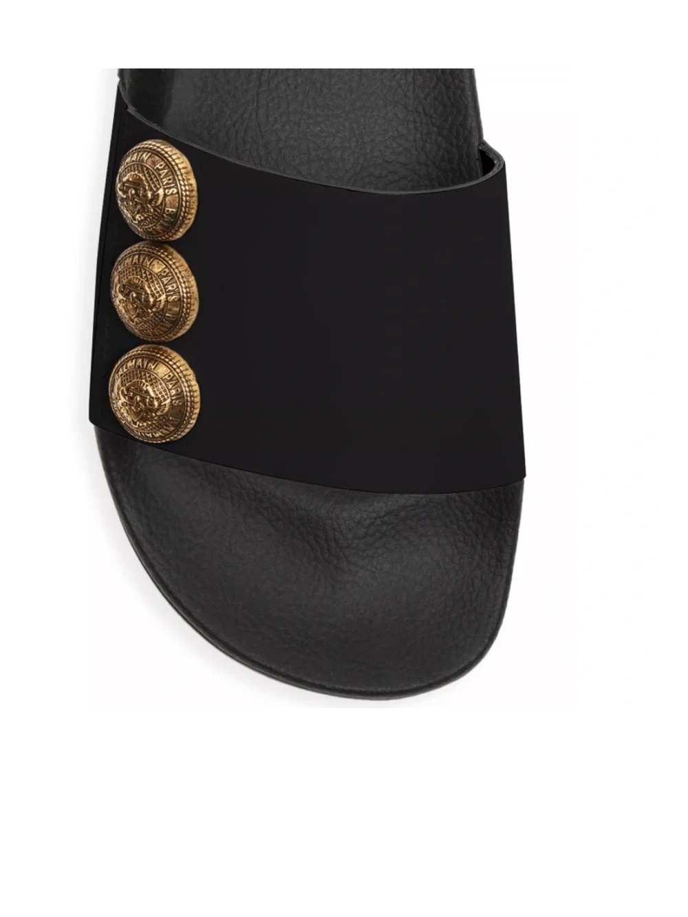 Balmain Black Symi Slide Sandal with Gold Medallions - Picture 3 of 10